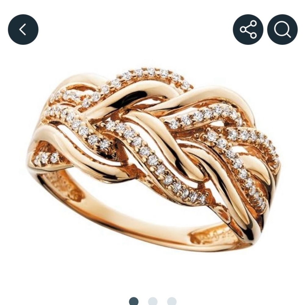 Elegant Twisted 14 K Gold Hollow Pave Ring